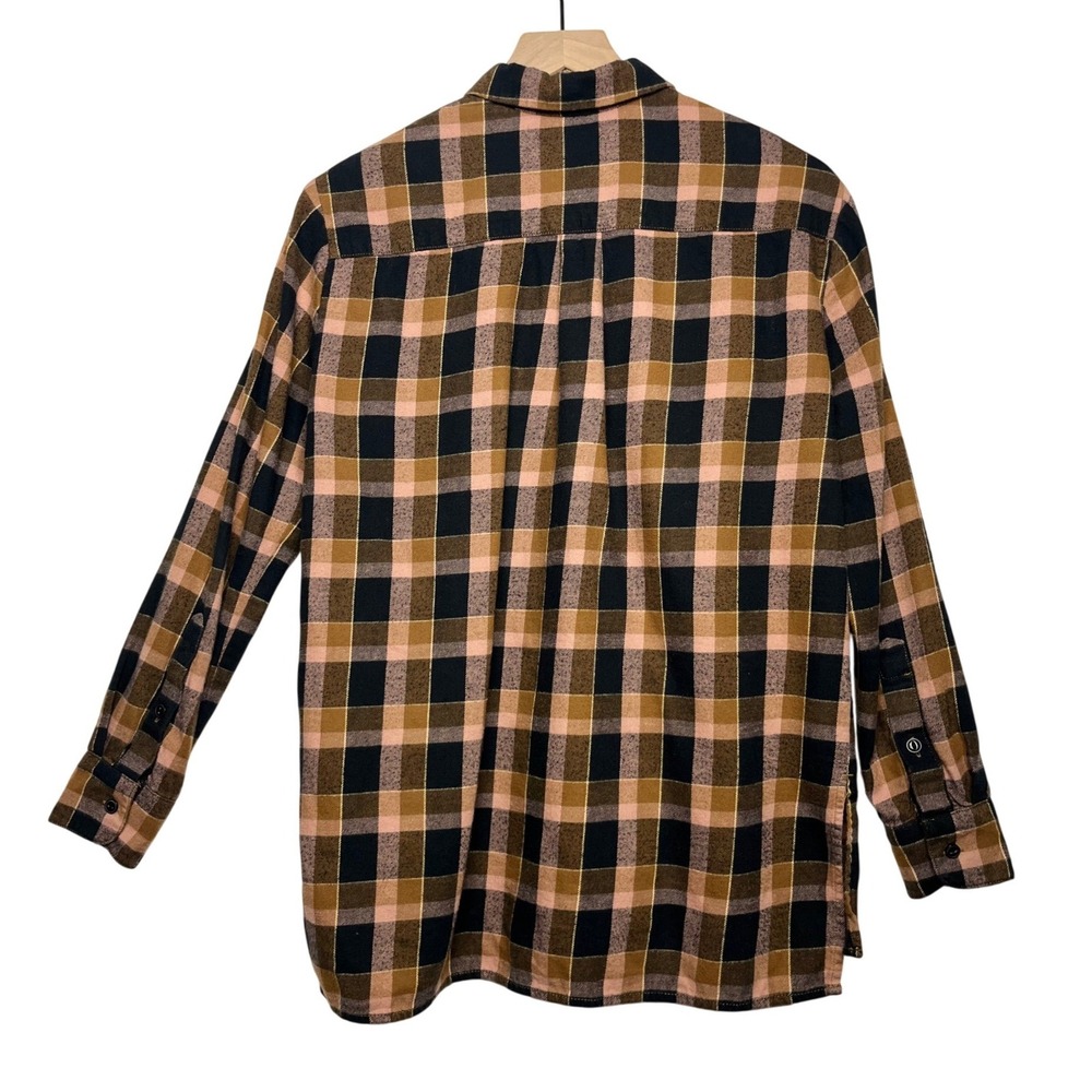 Madewell Preppy Plaid Flannel Button Down Shirt Brown Tan Black Cotton Size XS - Picture 6 of 9